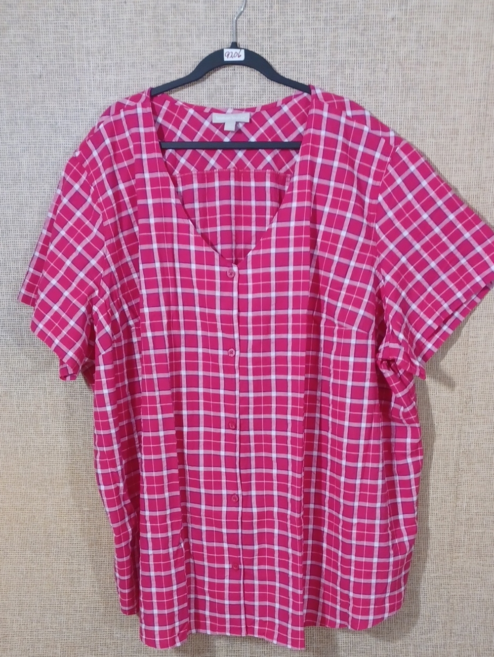 Woman Within Pink Plaid Button-Front Top Size 5X